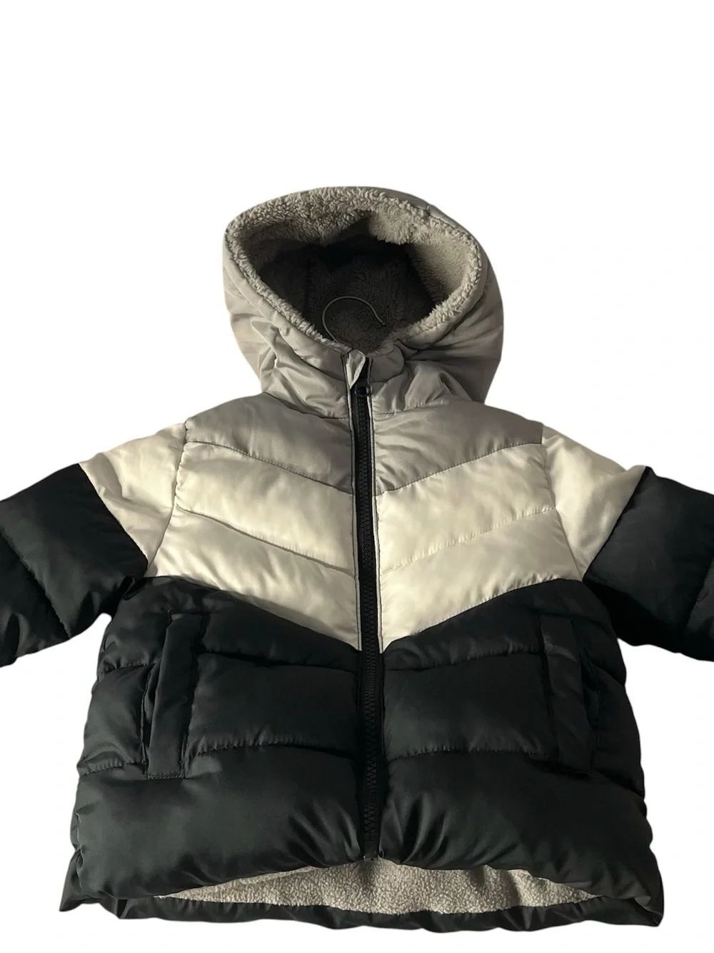 Swiss Tech Kids Hooded Puffer Jacket in Black and Grey Boys size 12 months